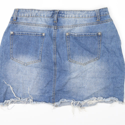 Boohoo Womens Blue  Denim Cut-Off Shorts Size 16