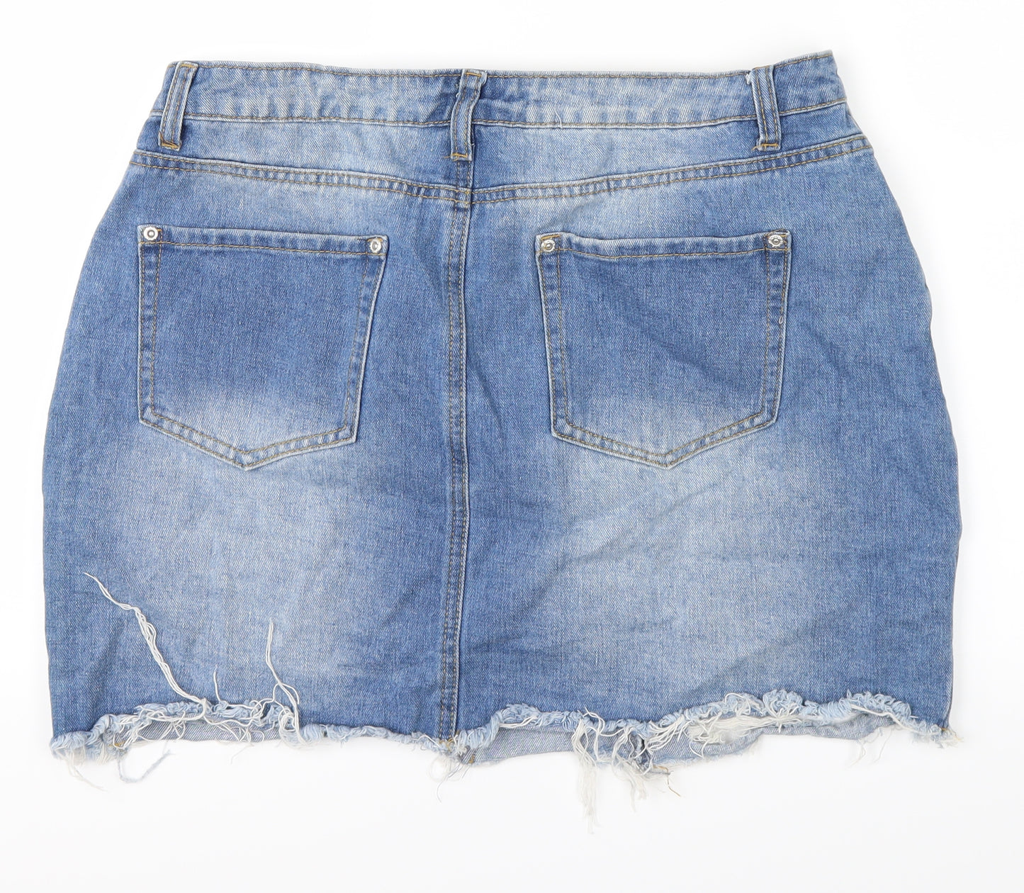 Boohoo Womens Blue  Denim Cut-Off Shorts Size 16