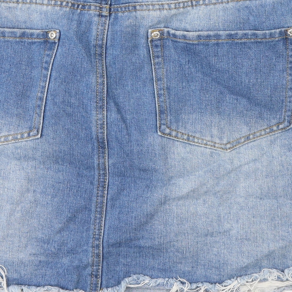 Boohoo Womens Blue  Denim Cut-Off Shorts Size 16
