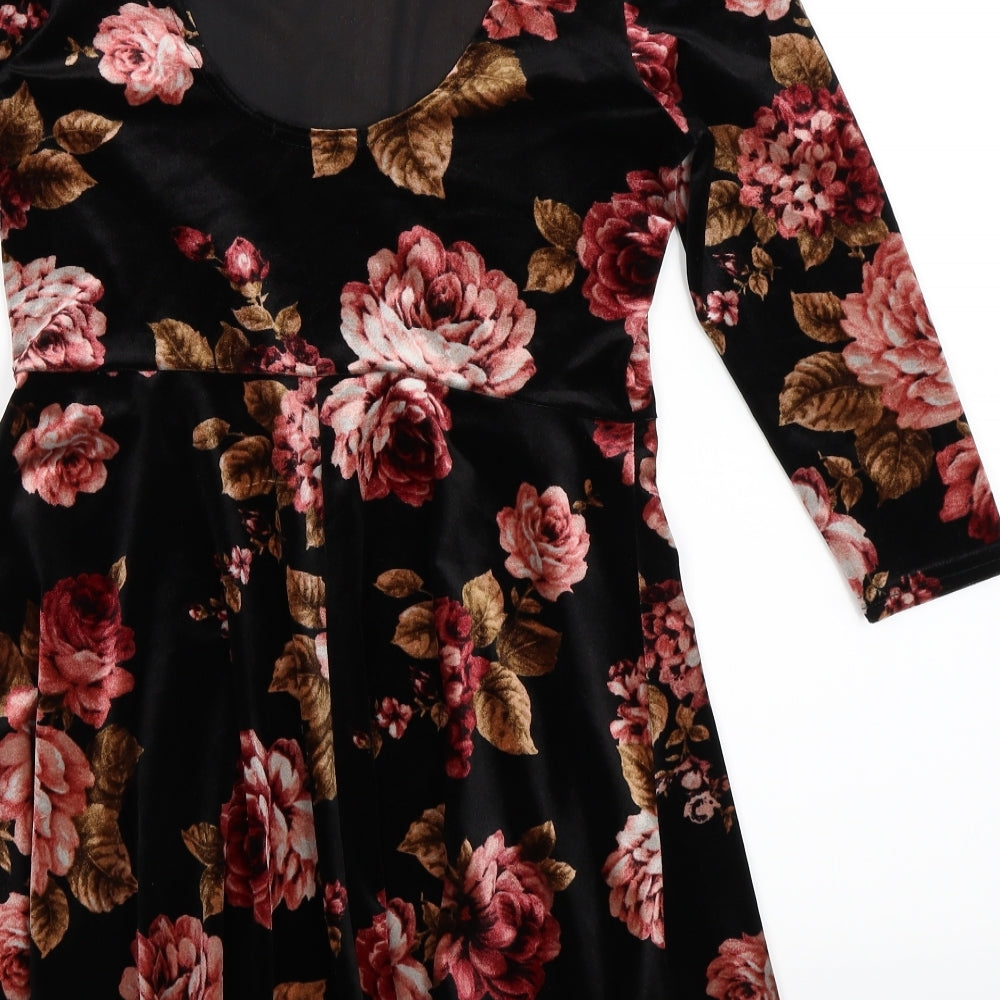 Newlook Womens Multicoloured Floral  Skater Dress  Size 14