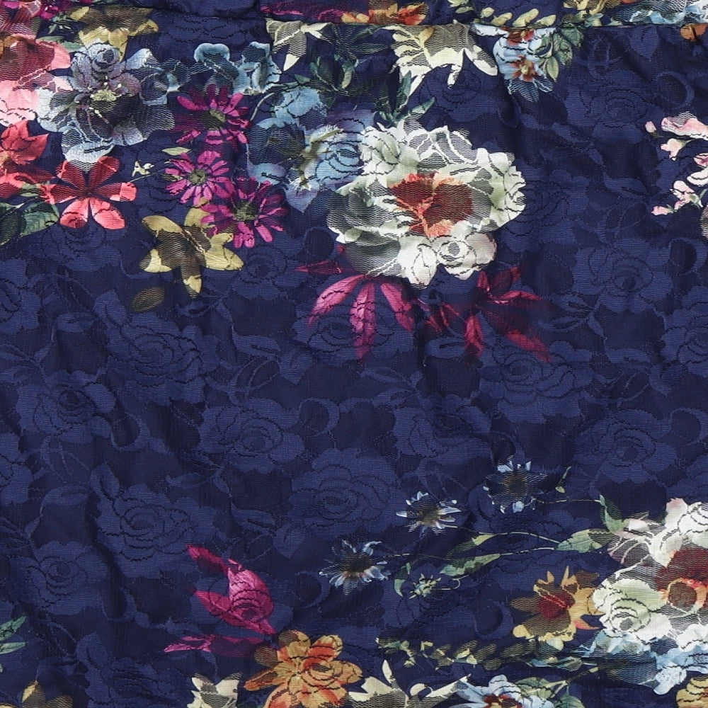 Girls On Film Womens Blue Floral  Basic Blouse Size 26