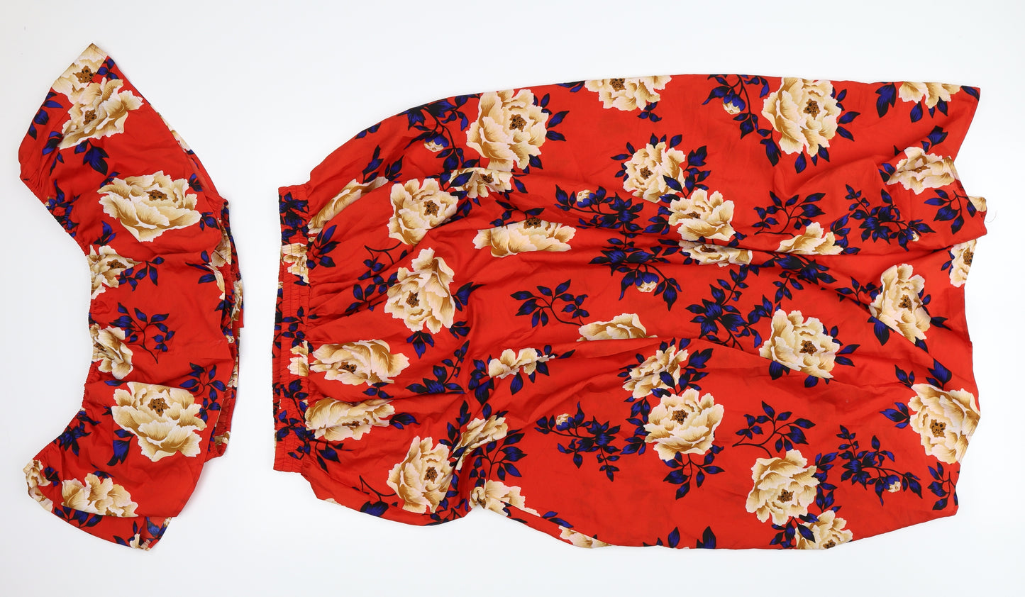 Boohoo Womens Red Floral  Maxi Set Size 16  - Bardot Top
