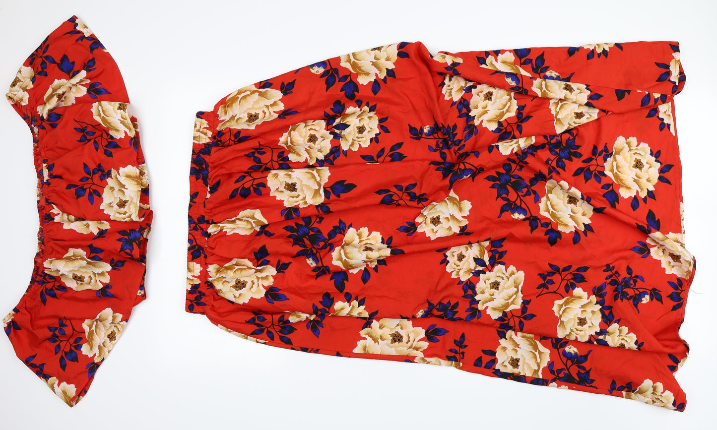 Boohoo Womens Red Floral  Maxi Set Size 16  - Bardot Top
