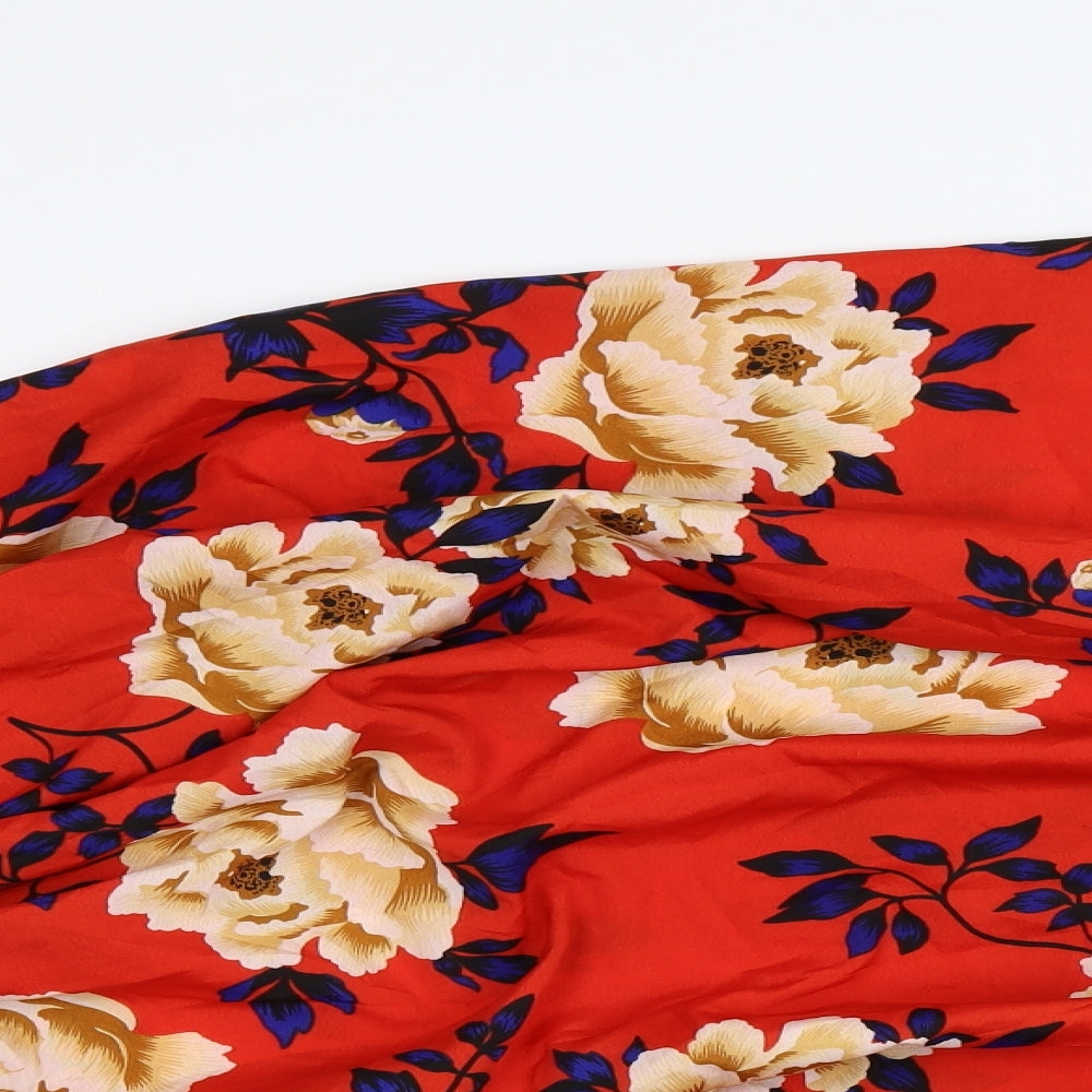 Boohoo Womens Red Floral  Maxi Set Size 16  - Bardot Top