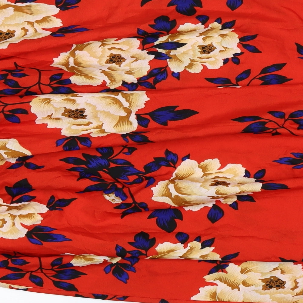 Boohoo Womens Red Floral  Maxi Set Size 16  - Bardot Top