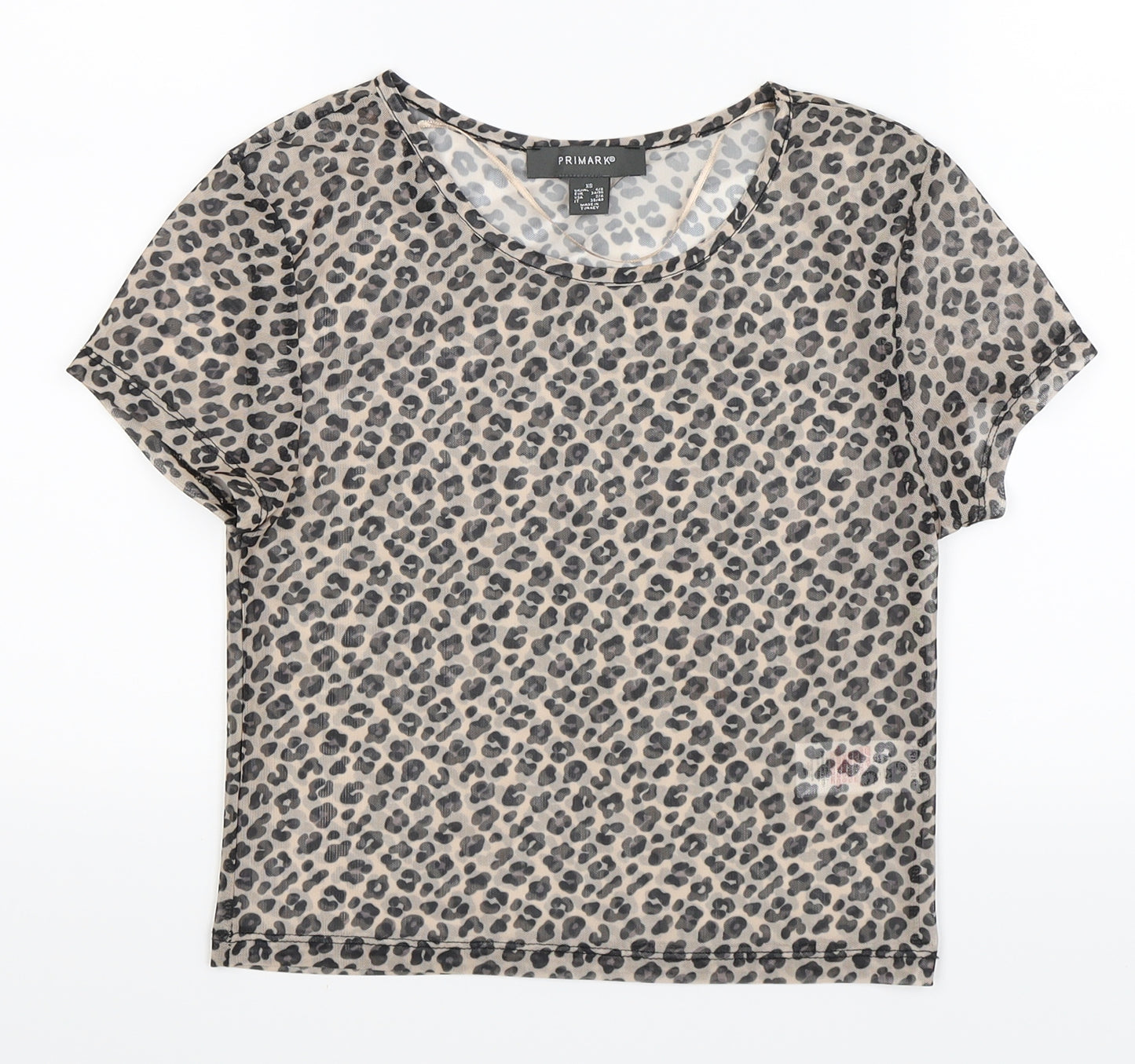 Primark Womens Brown Animal Print  Cropped T-Shirt Size 6