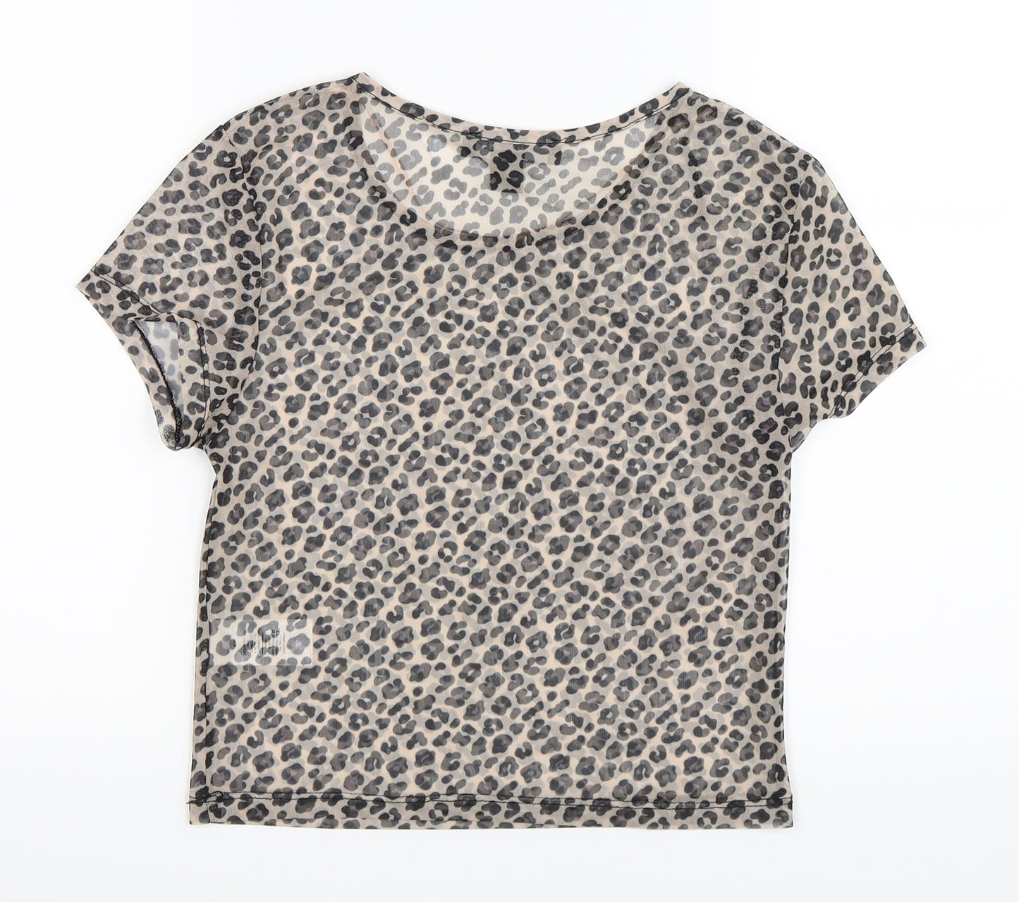 Primark Womens Brown Animal Print  Cropped T-Shirt Size 6
