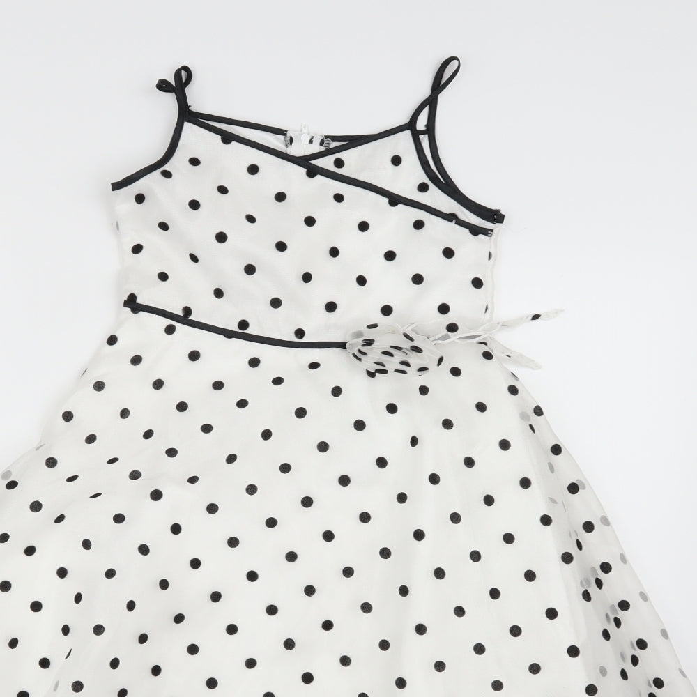 Ladybird Girls White Polka Dot  Trapeze & Swing  Size 8-9 Years