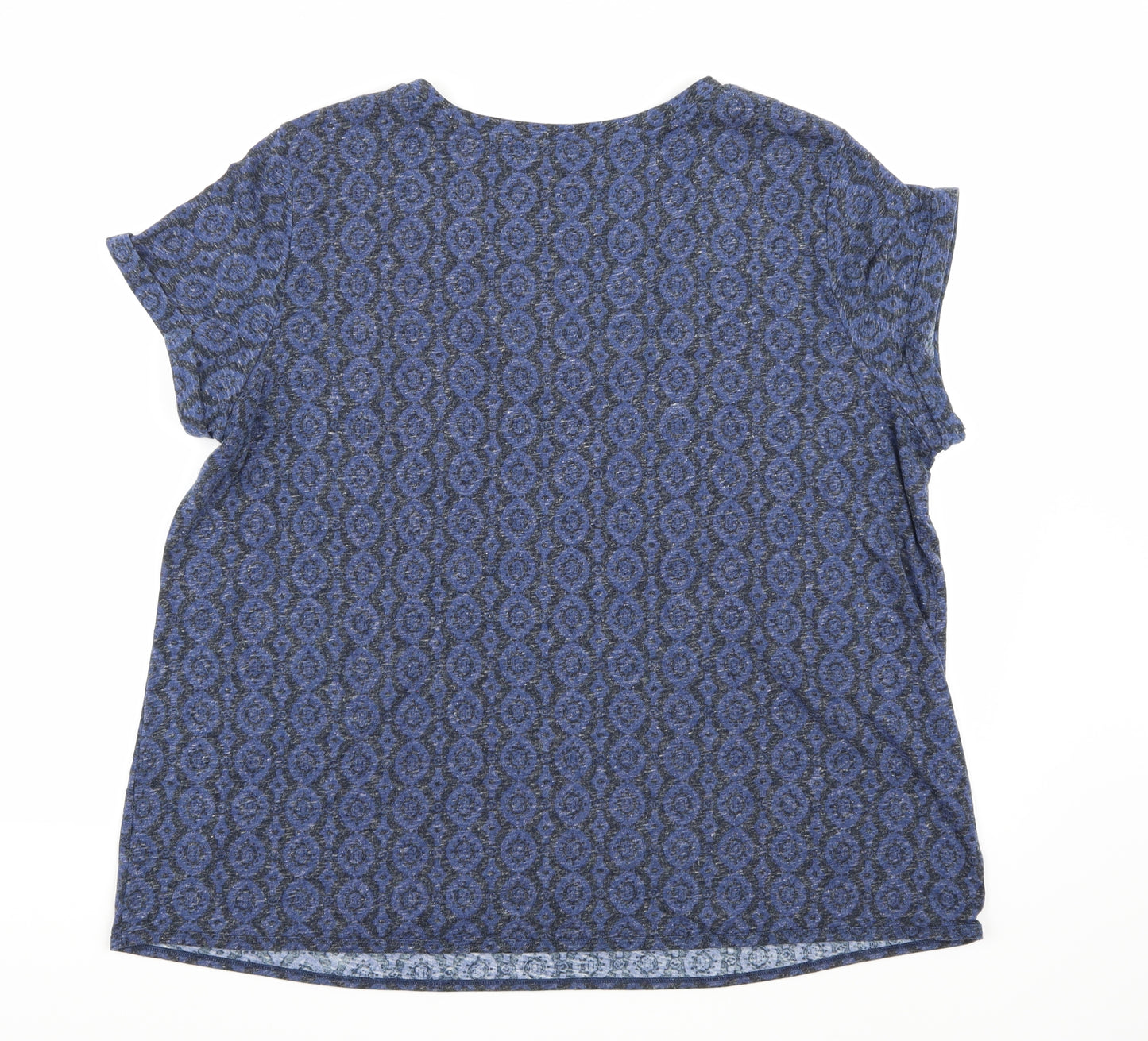 Marks and Spencer Womens Blue Geometric  Basic T-Shirt Size 22