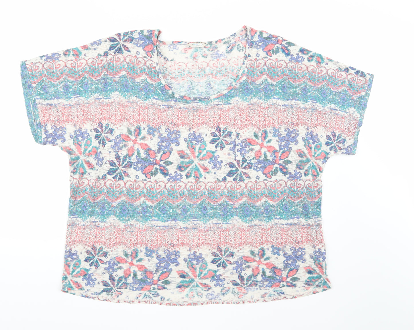 Marks and Spencer Womens Blue Floral  Basic T-Shirt Size 20