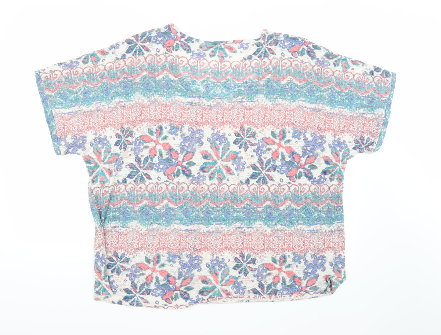 Marks and Spencer Womens Blue Floral  Basic T-Shirt Size 20