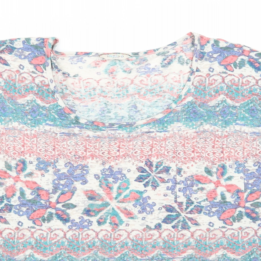 Marks and Spencer Womens Blue Floral  Basic T-Shirt Size 20