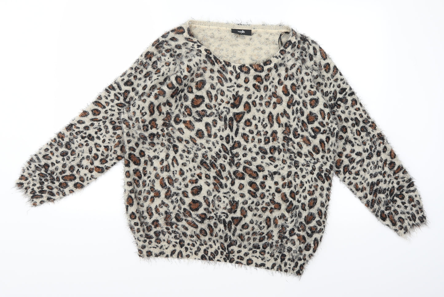 Wallis Womens Brown Animal Print Knit Pullover Jumper Size M