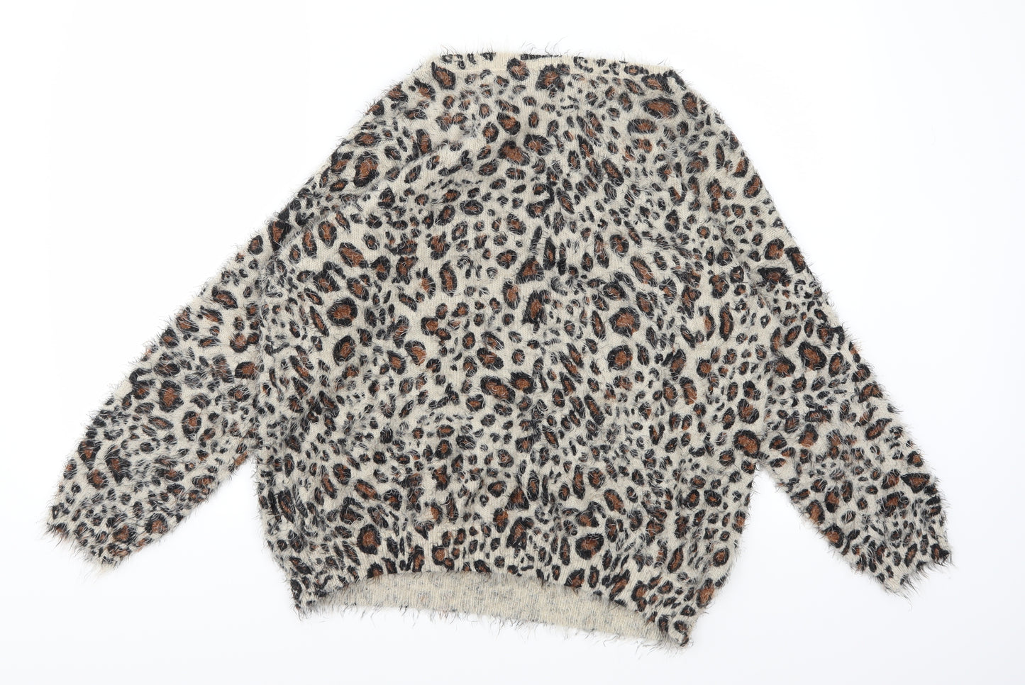 Wallis Womens Brown Animal Print Knit Pullover Jumper Size M