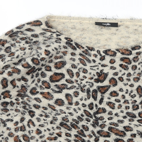 Wallis Womens Brown Animal Print Knit Pullover Jumper Size M