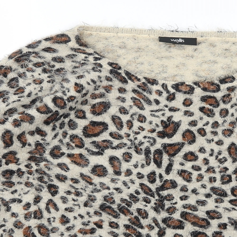 Wallis Womens Brown Animal Print Knit Pullover Jumper Size M