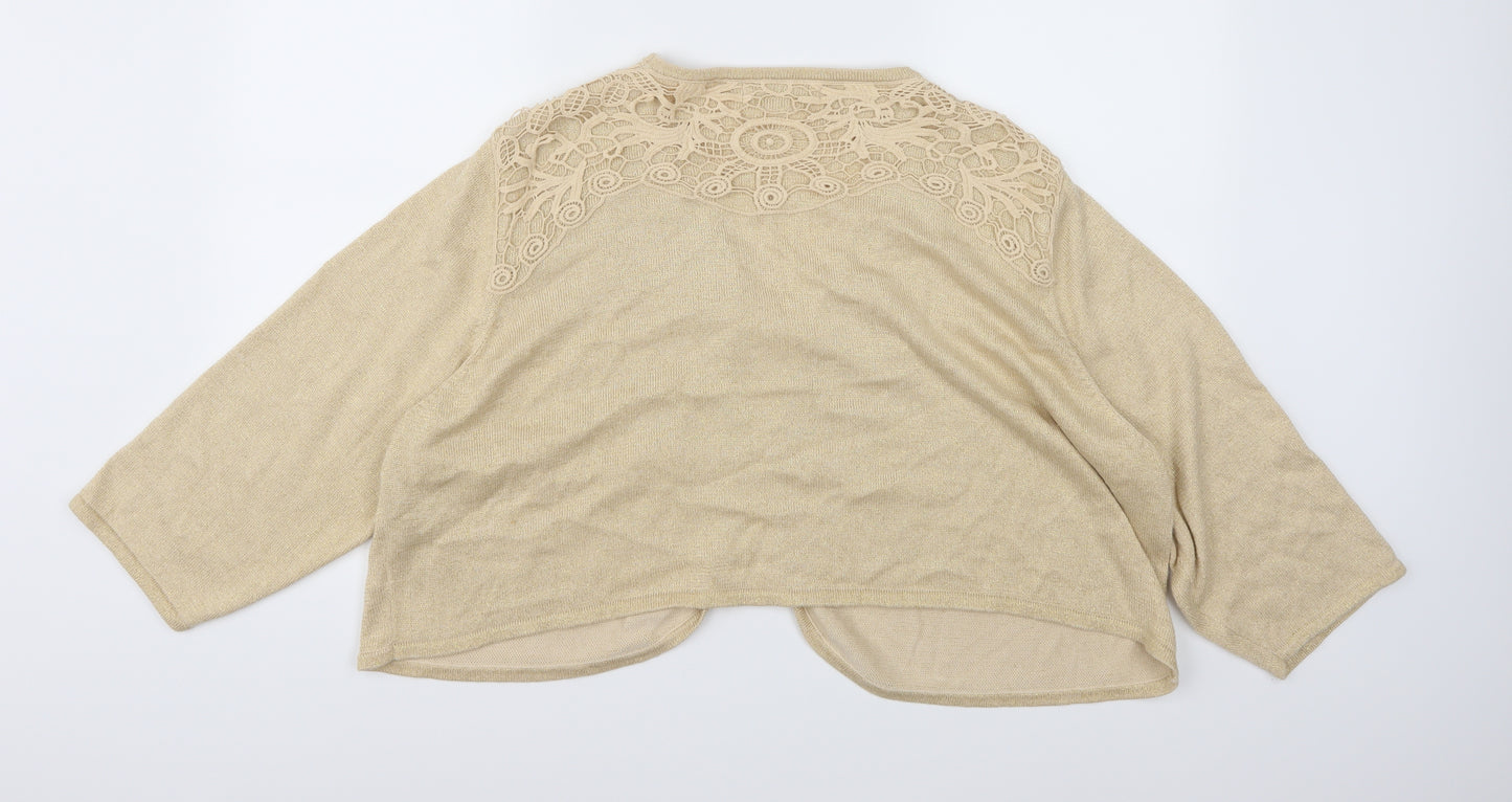 Joanna Hope Womens Gold  Knit Shrug Jumper Size 28