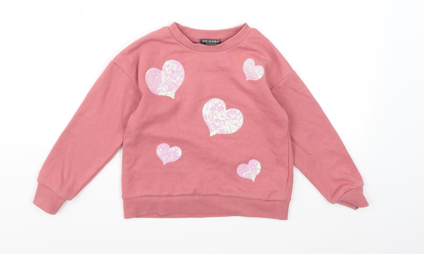 Primark Girls Pink  Jersey Pullover Sweatshirt Size 4-5 Years
