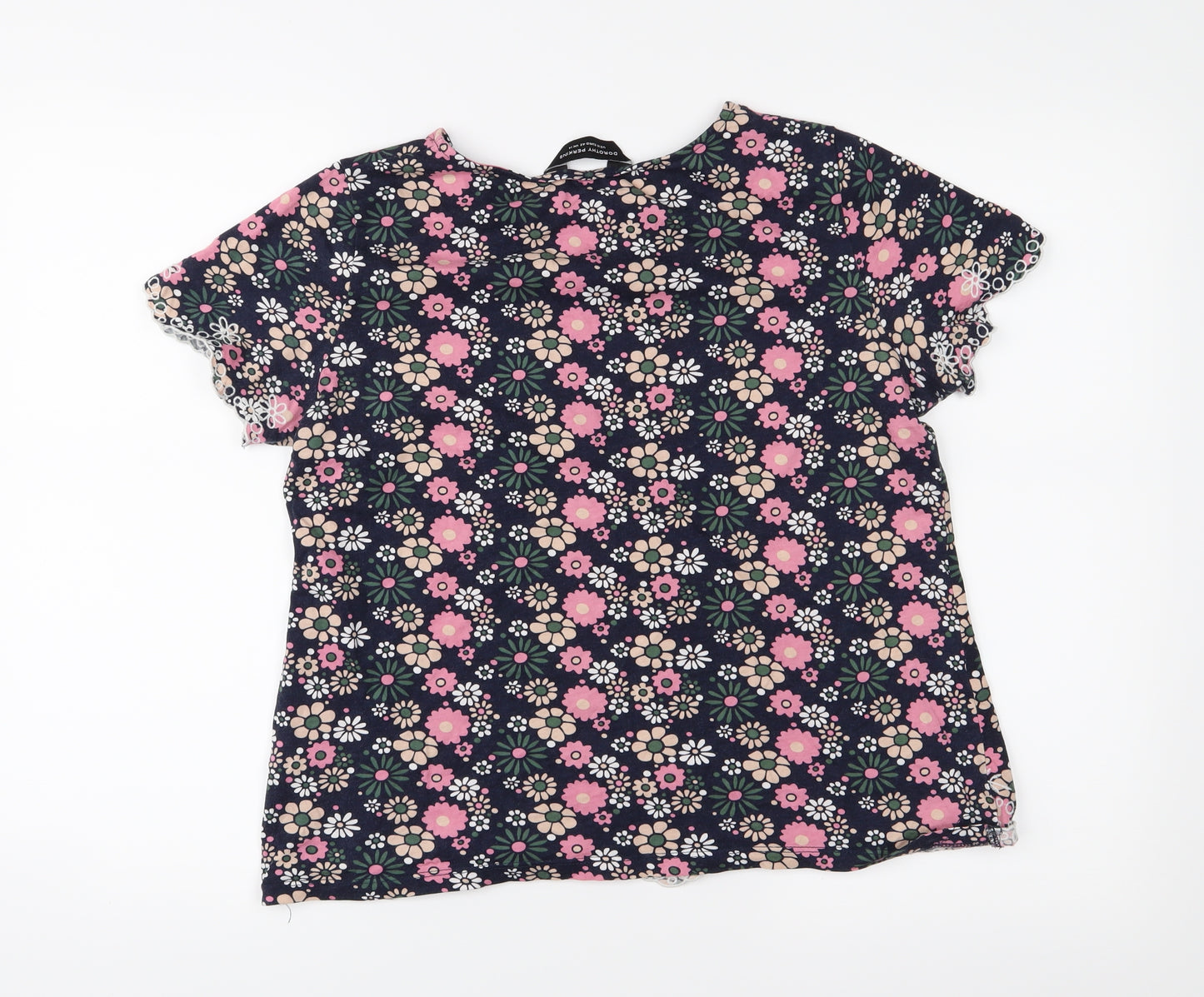Dorothy Perkins Womens Blue Floral  Basic T-Shirt Size 14