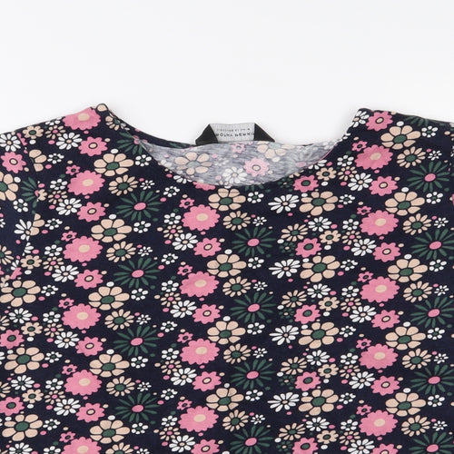 Dorothy Perkins Womens Blue Floral  Basic T-Shirt Size 14