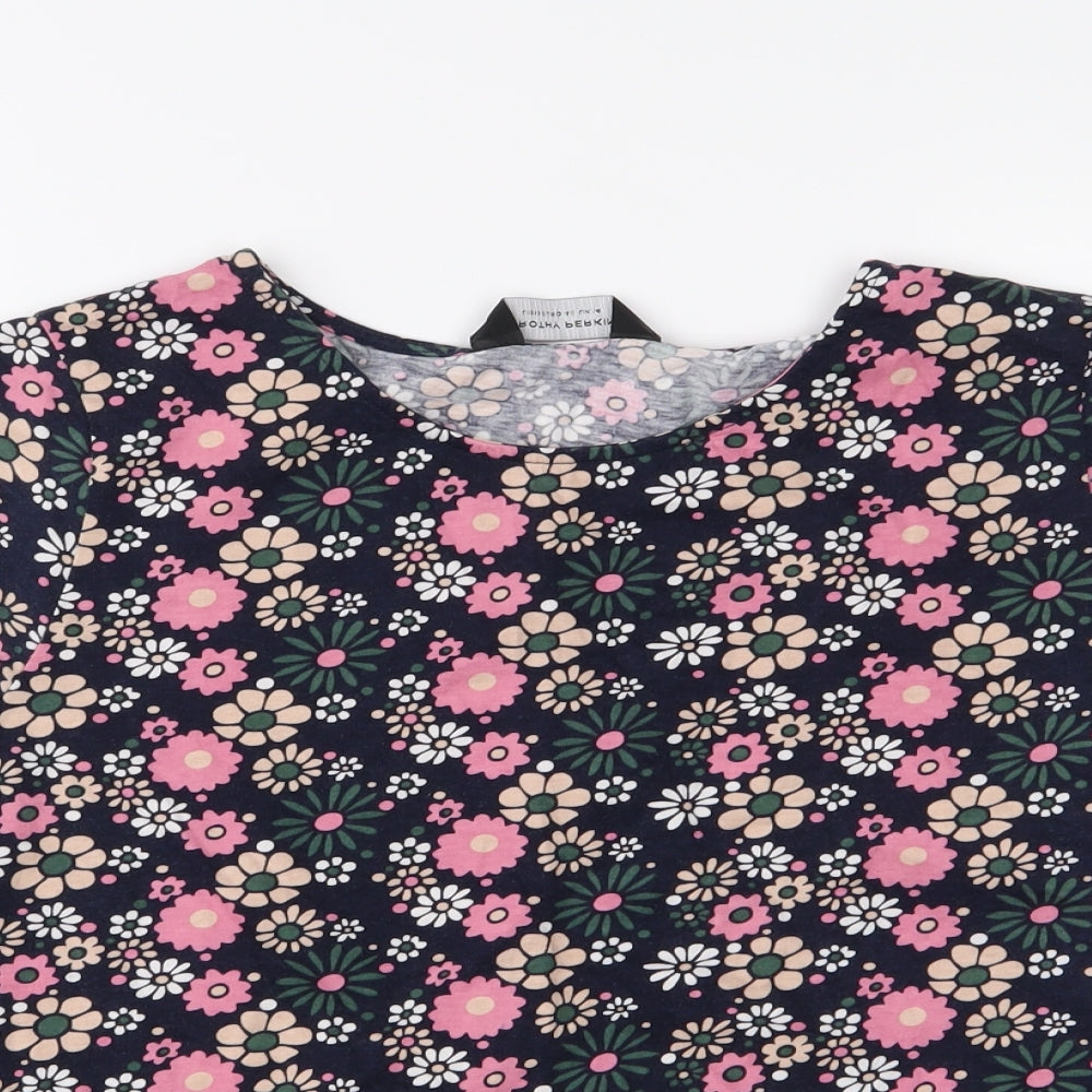 Dorothy Perkins Womens Blue Floral  Basic T-Shirt Size 14