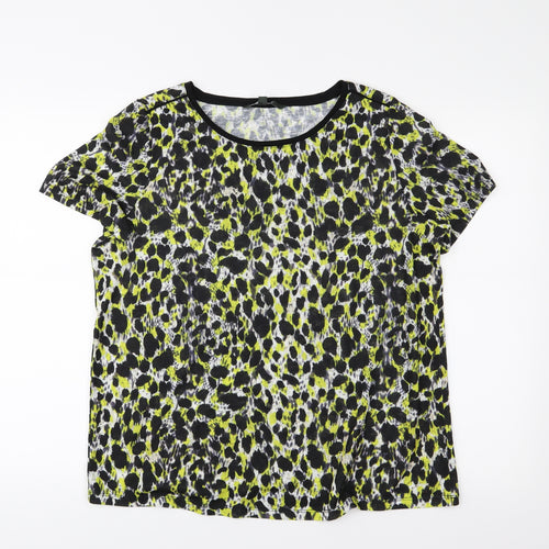 Love Tees Womens Black Animal Print  Basic T-Shirt Size 16