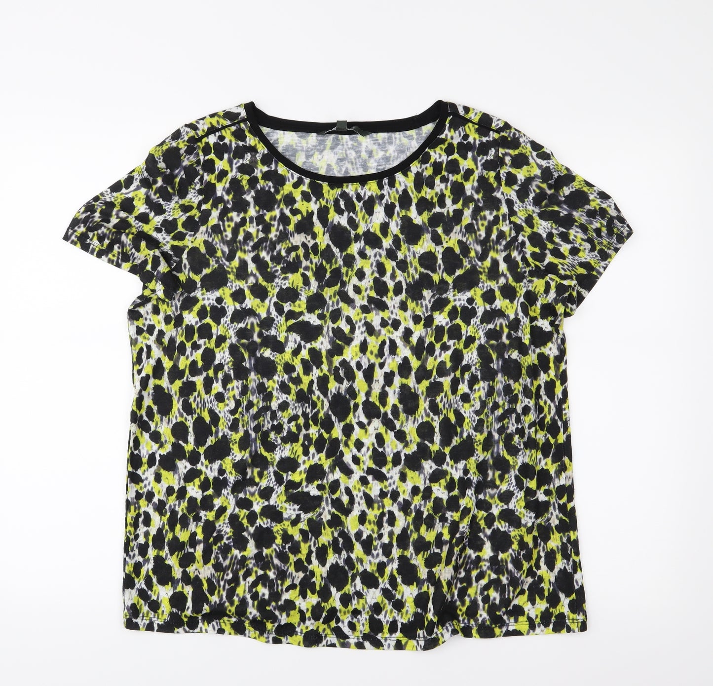 Love Tees Womens Black Animal Print  Basic T-Shirt Size 16
