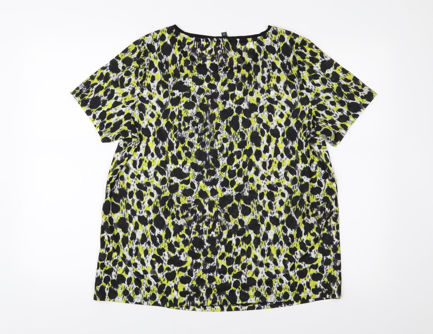 Love Tees Womens Black Animal Print  Basic T-Shirt Size 16