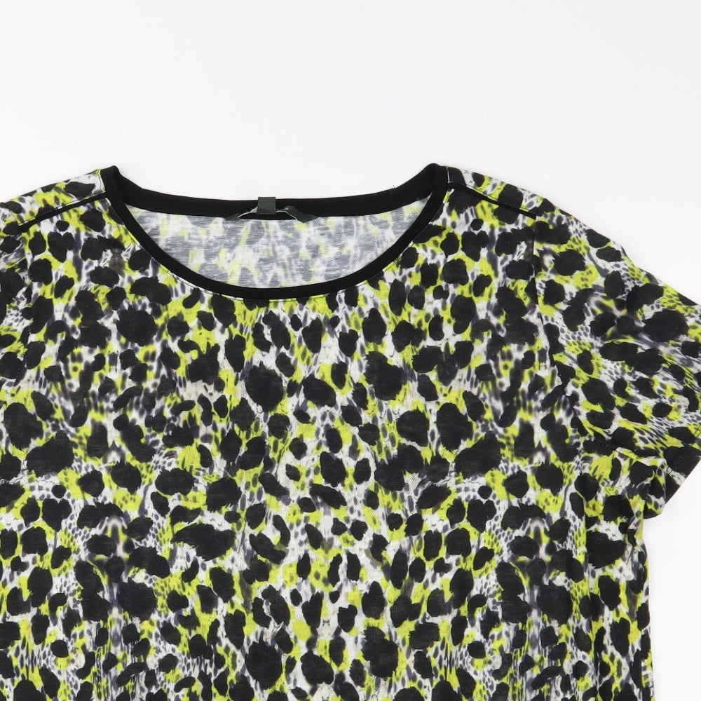 Love Tees Womens Black Animal Print  Basic T-Shirt Size 16
