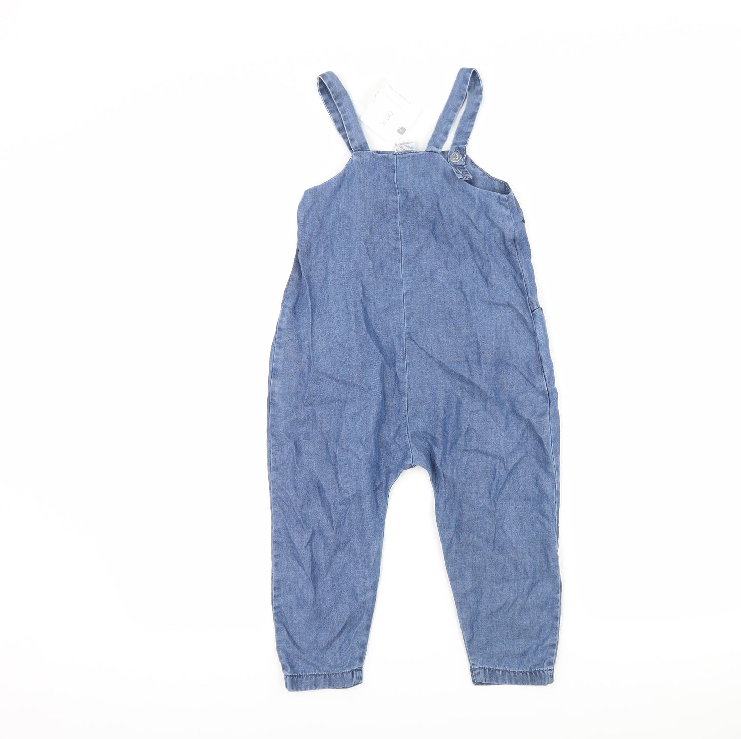 NEXT Girls Blue Floral  Dungaree One-Piece Size 2-3 Years