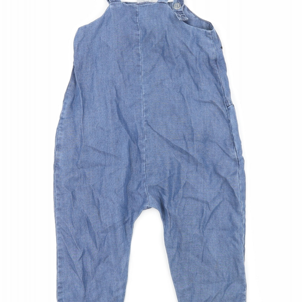 NEXT Girls Blue Floral  Dungaree One-Piece Size 2-3 Years