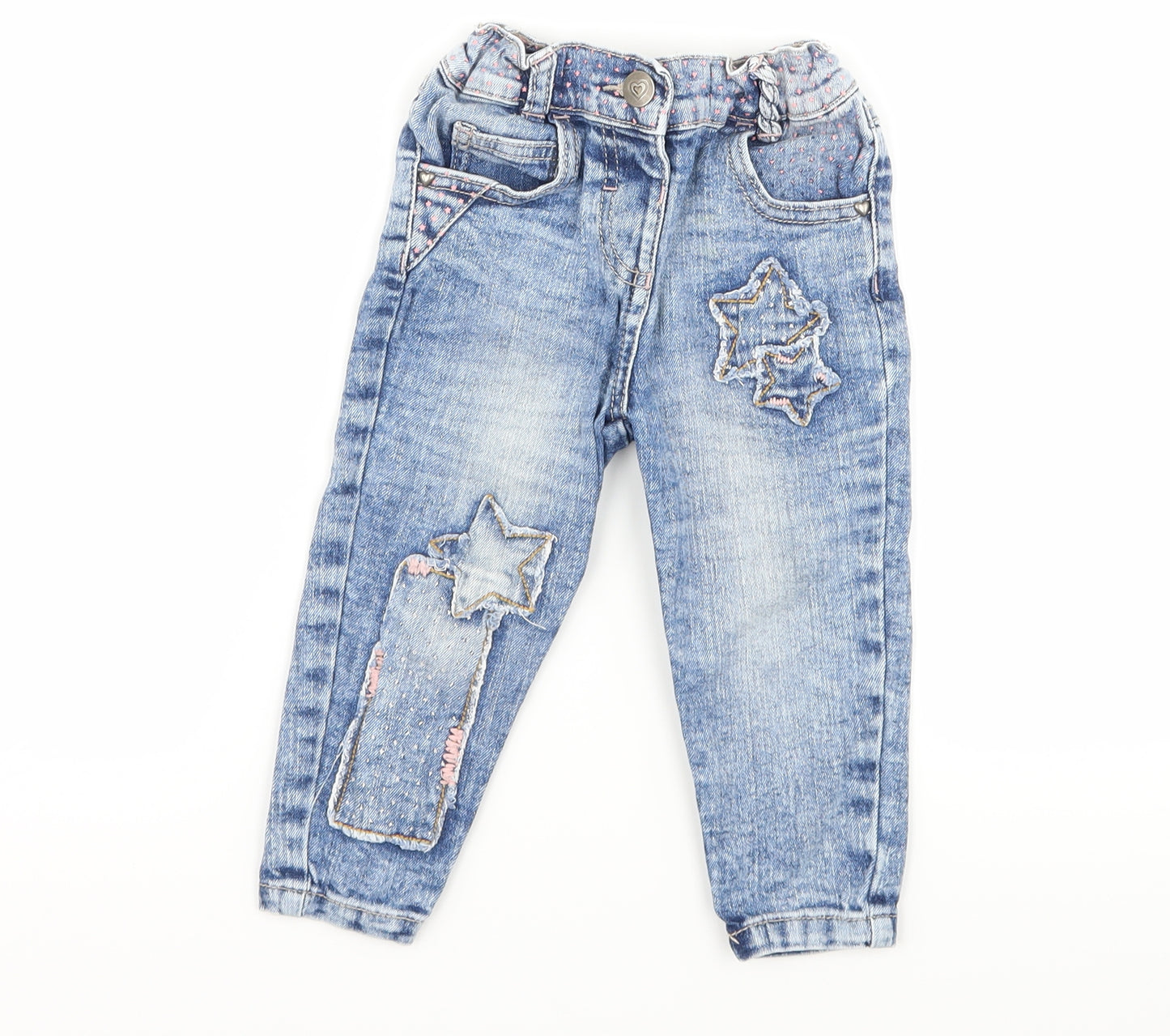 George Girls Blue  Denim Capri Jeans Size 9-12 Months  - stars