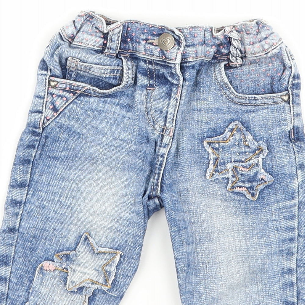 George Girls Blue  Denim Capri Jeans Size 9-12 Months  - stars