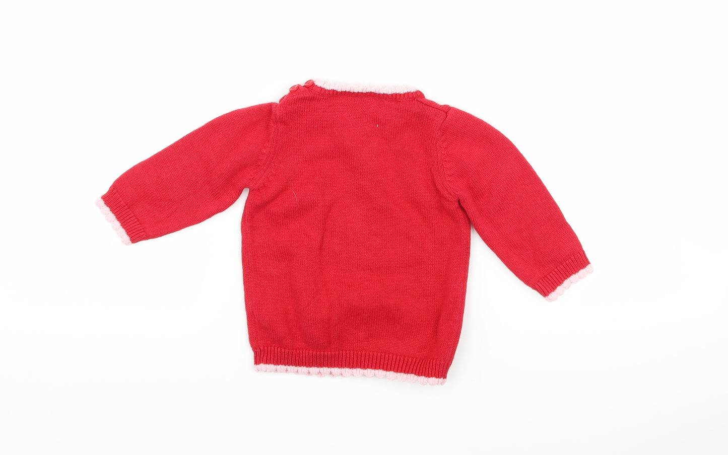 George Girls Red   Pullover Jumper Size 6-9 Months  - i love christmas
