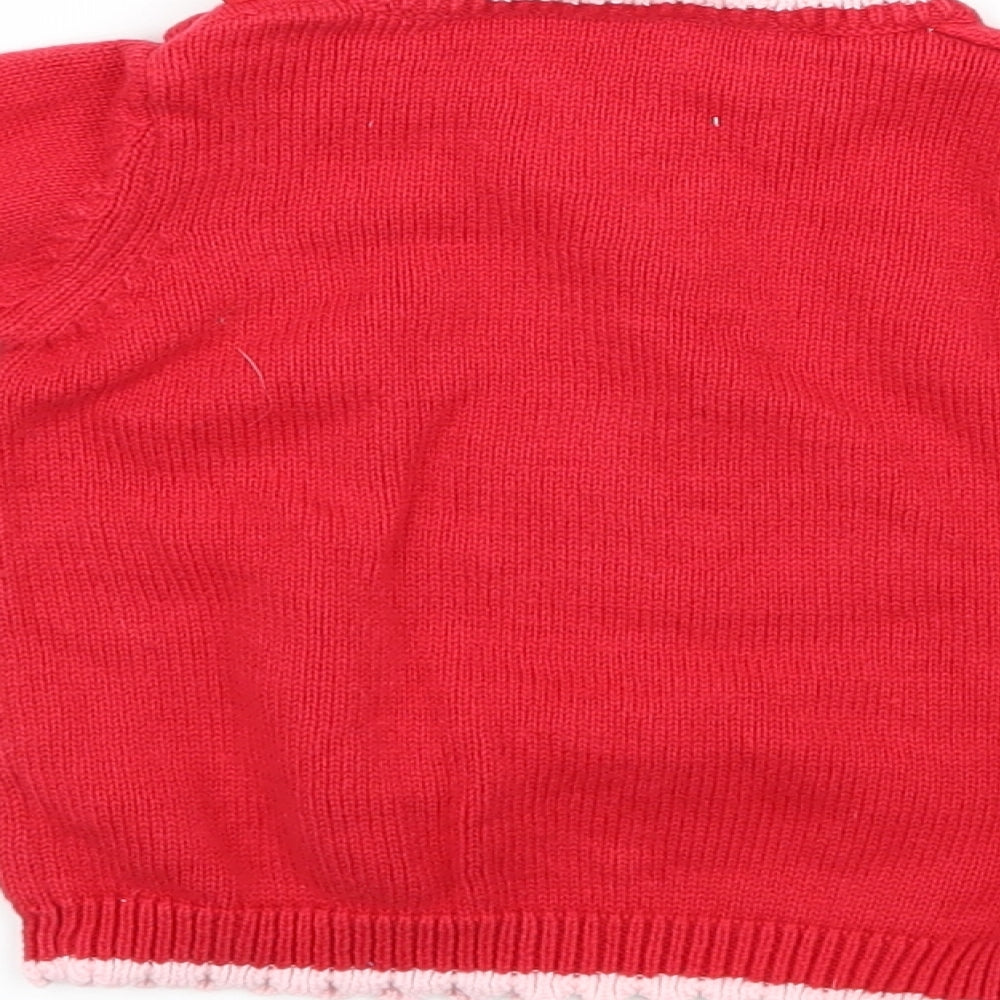 George Girls Red   Pullover Jumper Size 6-9 Months  - i love christmas