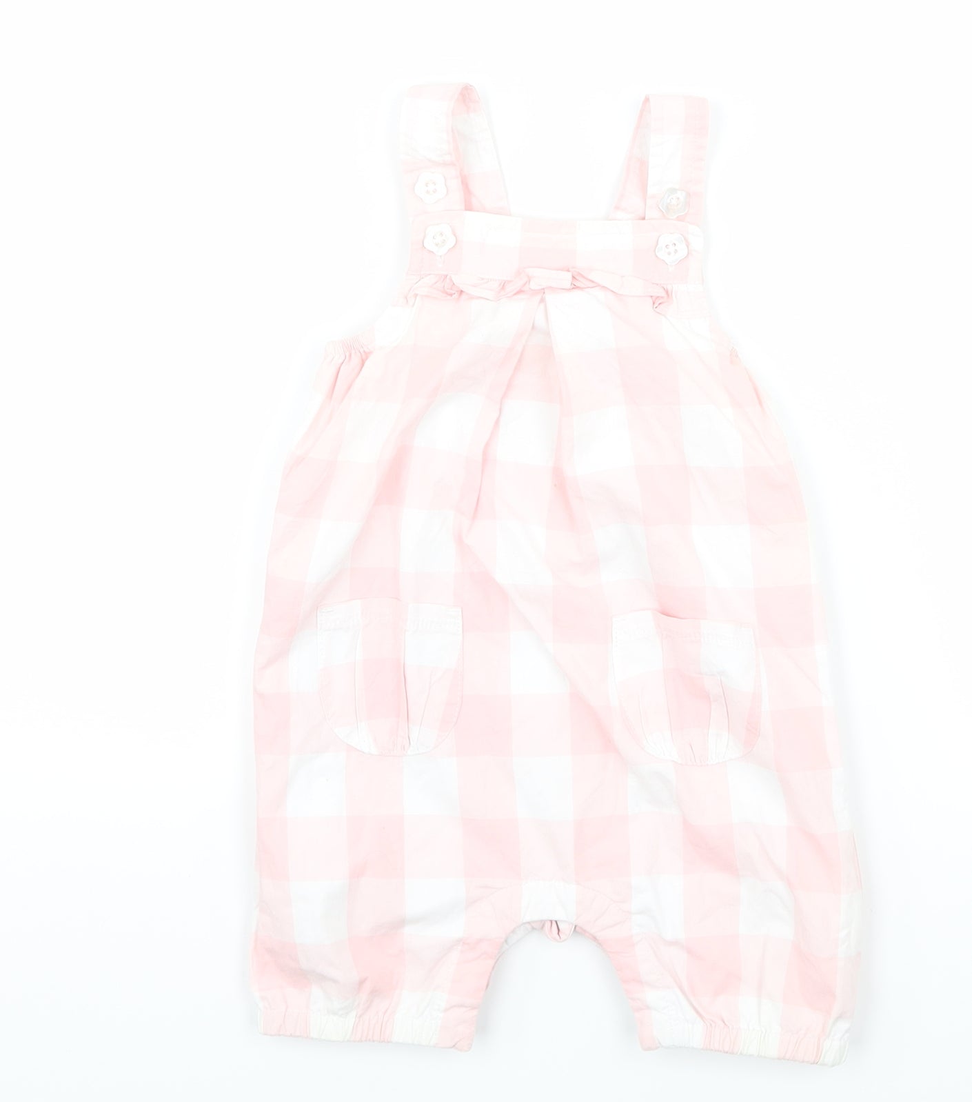George Baby Pink Check  Dungaree One-Piece Size 6-9 Months