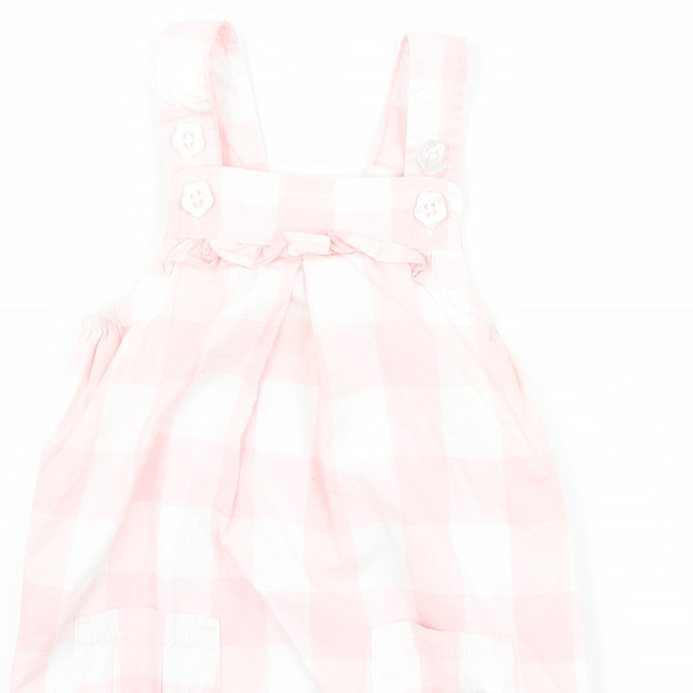 George Baby Pink Check  Dungaree One-Piece Size 6-9 Months