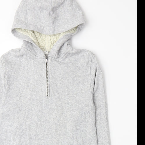 H&M Boys Grey  Jersey Henley Hoodie Size 10-11 Years