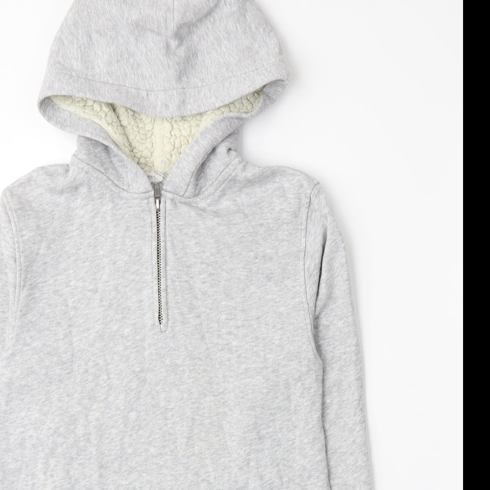 H&M Boys Grey  Jersey Henley Hoodie Size 10-11 Years