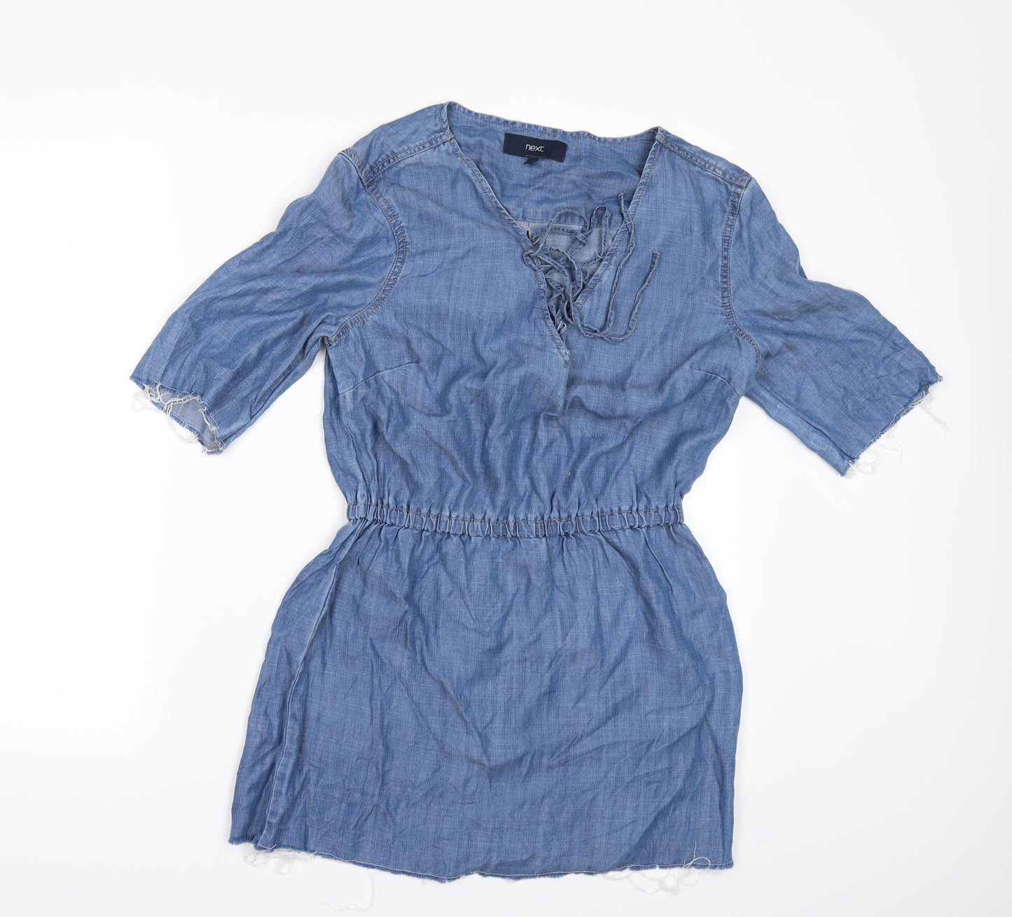 NEXT Womens Black  Denim Mini  Size 8  - FRAYED HEM AND SLEEVES