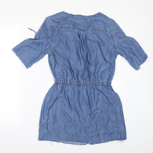 NEXT Womens Black  Denim Mini  Size 8  - FRAYED HEM AND SLEEVES