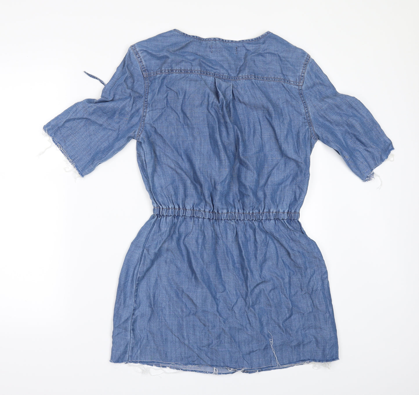 NEXT Womens Black  Denim Mini  Size 8  - FRAYED HEM AND SLEEVES