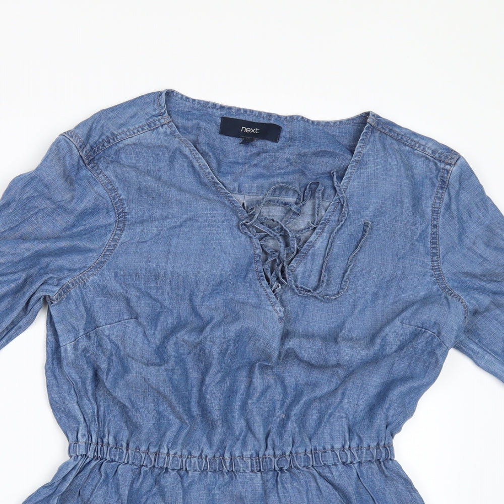 NEXT Womens Black  Denim Mini  Size 8  - FRAYED HEM AND SLEEVES