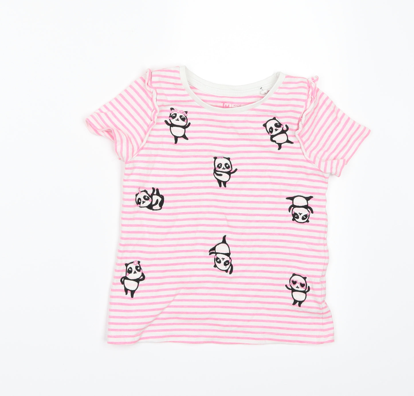 TU Girls Pink Striped  Basic T-Shirt Size 4-5 Years  - PANDA