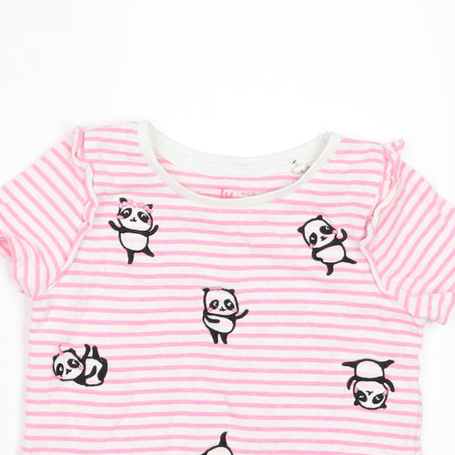 TU Girls Pink Striped  Basic T-Shirt Size 4-5 Years  - PANDA