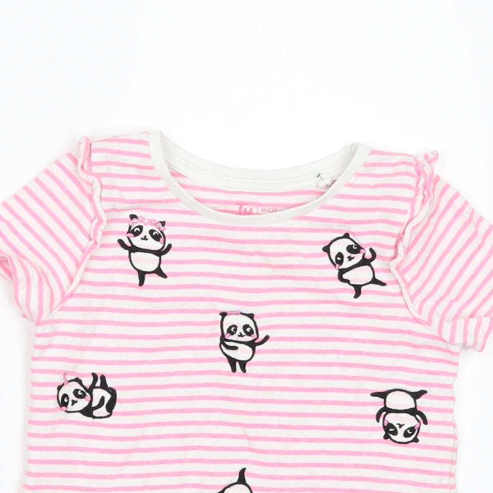 TU Girls Pink Striped  Basic T-Shirt Size 4-5 Years  - PANDA