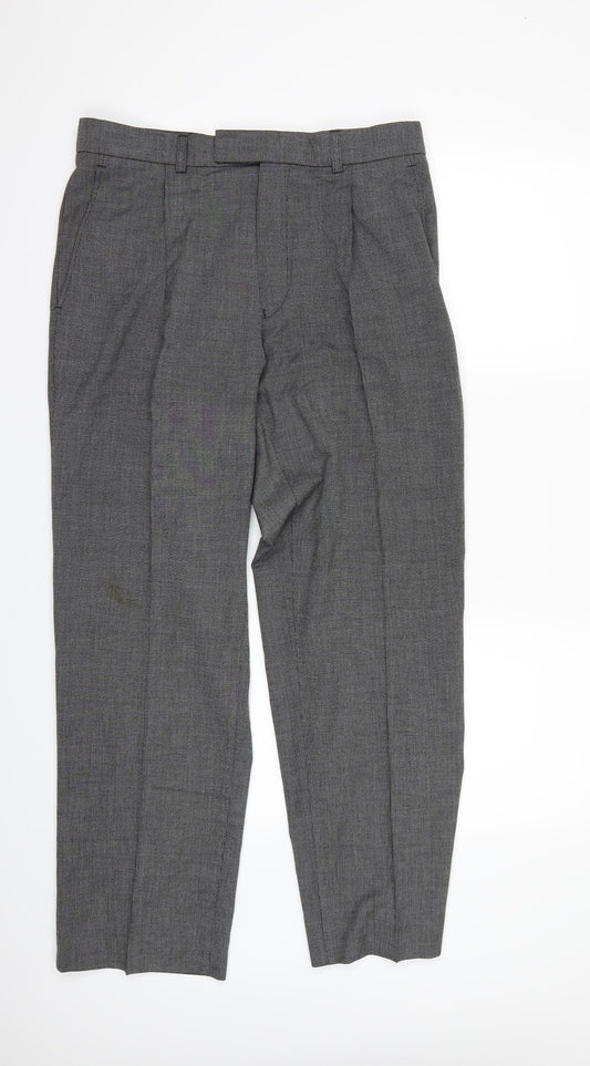 Front view of F&F men’s grey trousers, size 32, 20-inch leg