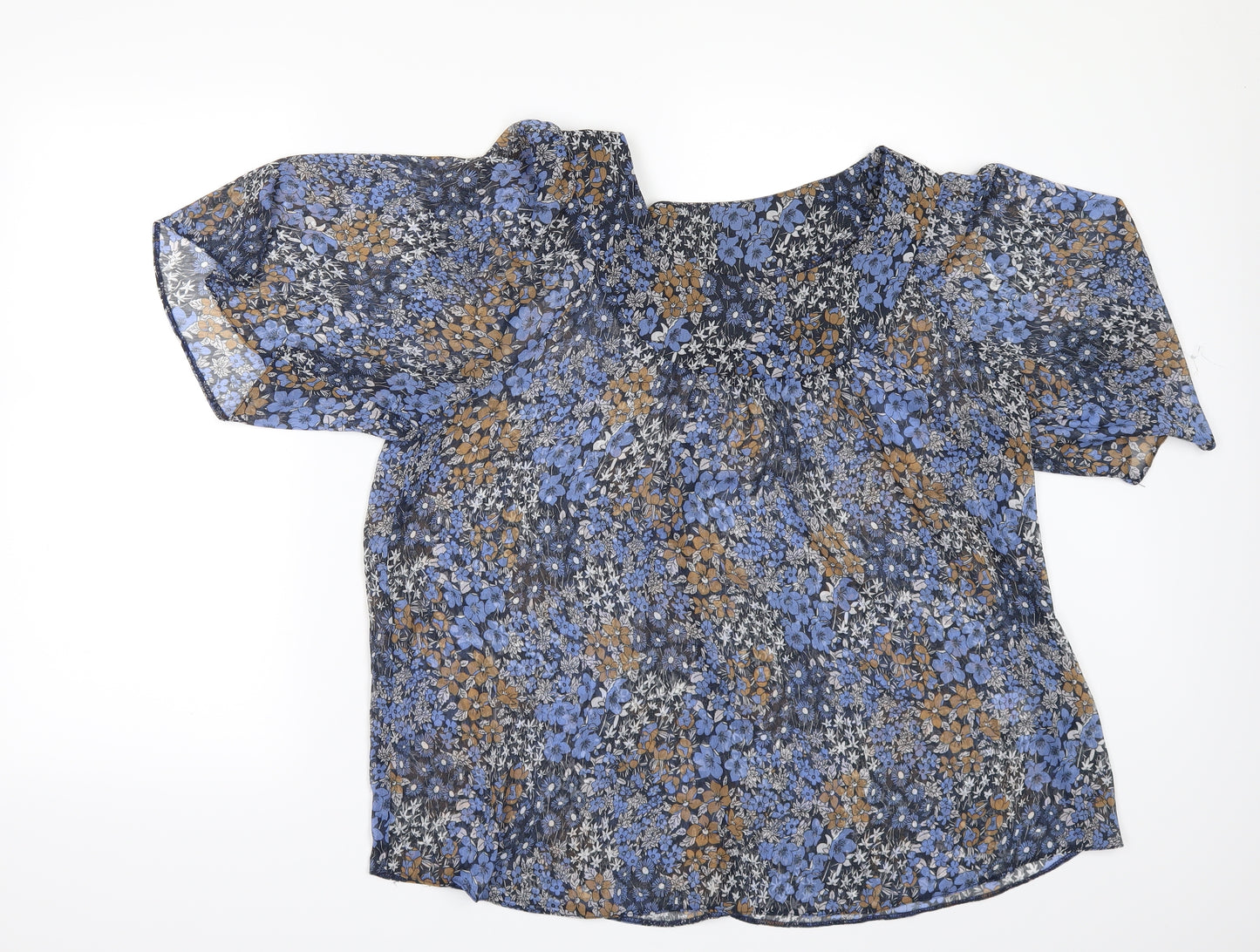 F&F Womens Blue Floral  Tunic Blouse Size 14