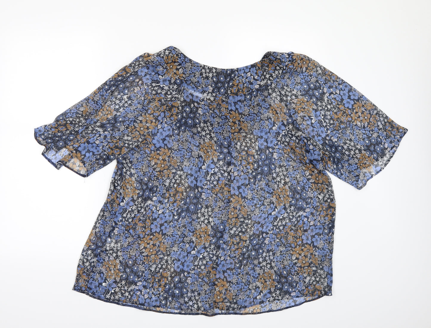 F&F Womens Blue Floral  Tunic Blouse Size 14
