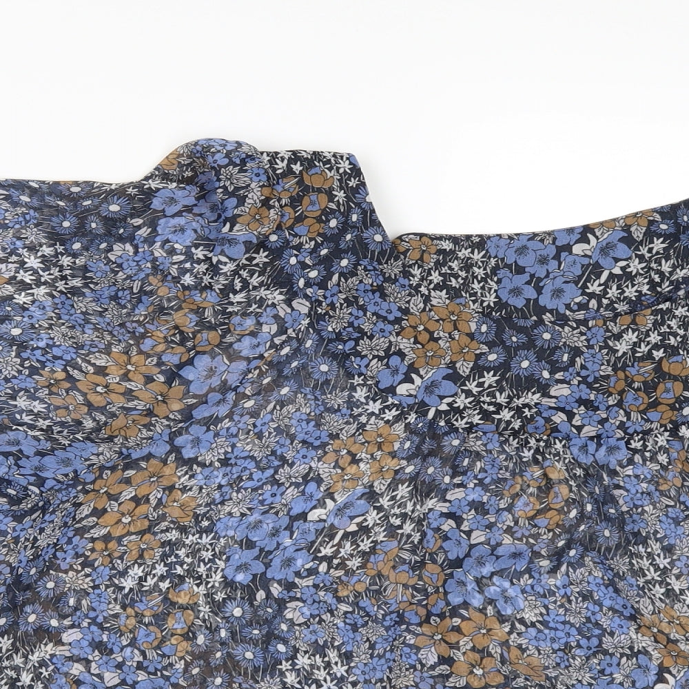 F&F Womens Blue Floral  Tunic Blouse Size 14